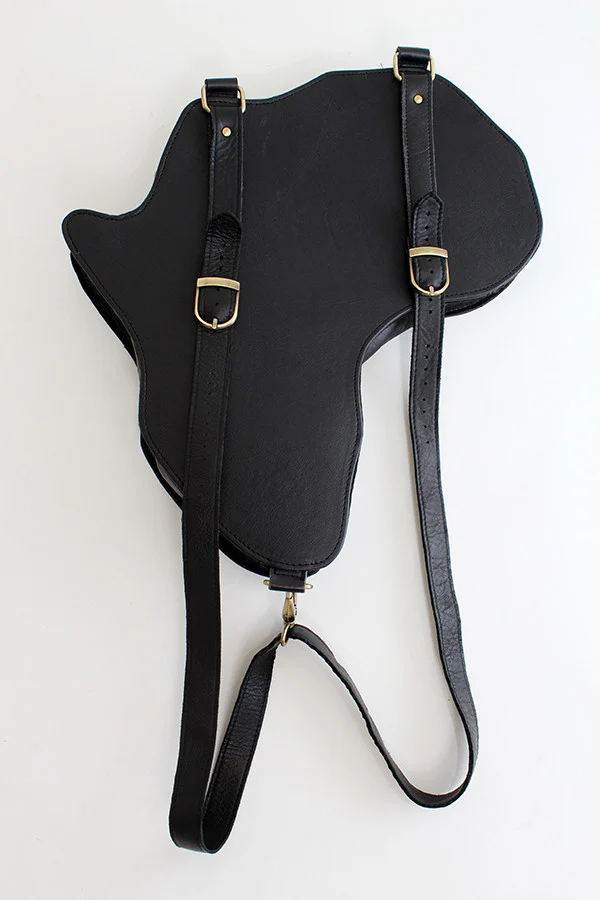Africa Bag / Backpack - Black Leather (Medium) - Image 7