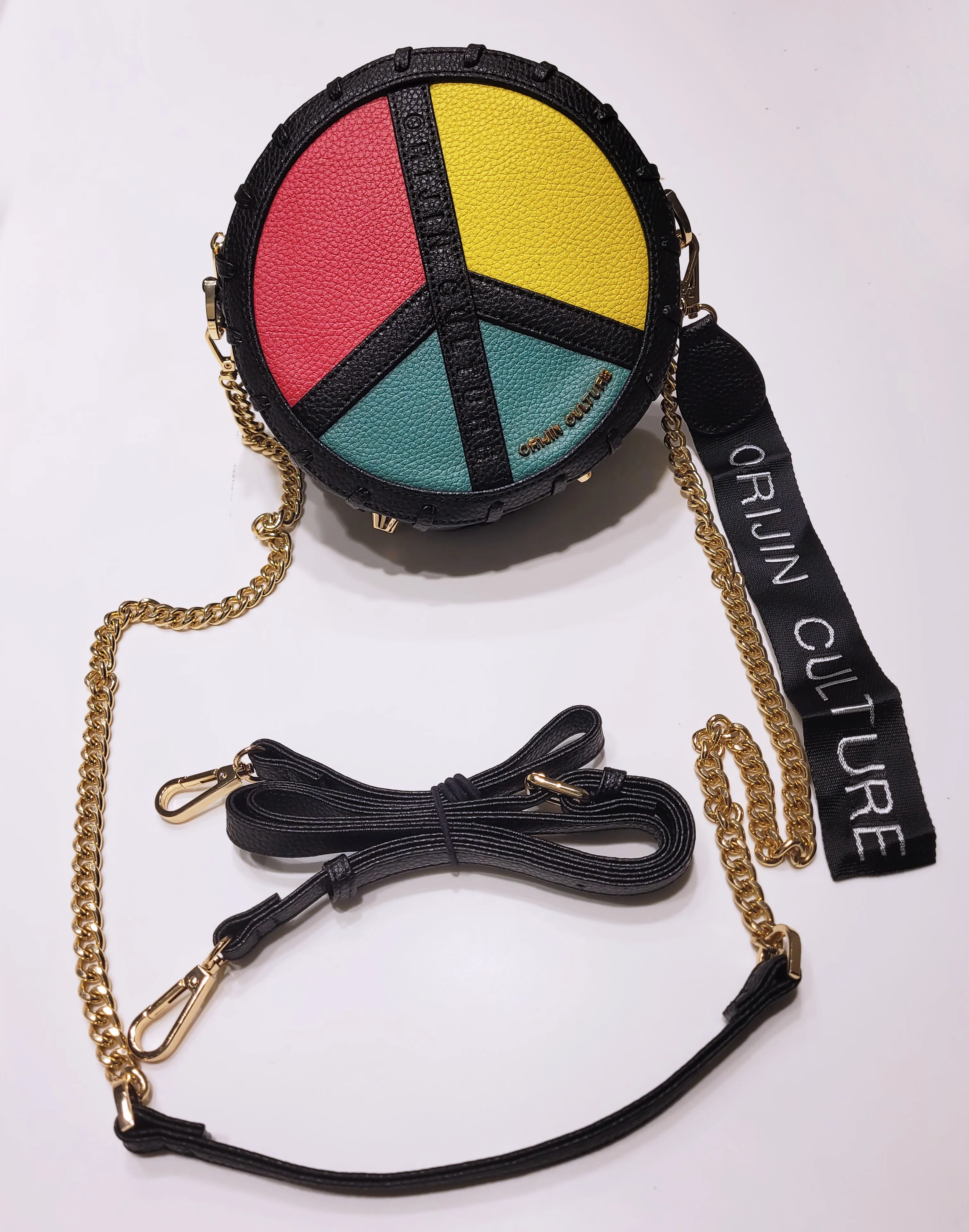 Mini Retro Peace Medallion Round Bag - Image 4